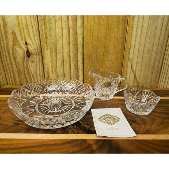 Vintage Godinger Crystal Serving Set With Bowl Creamer & Sugar Dish - Picture 1 of 12